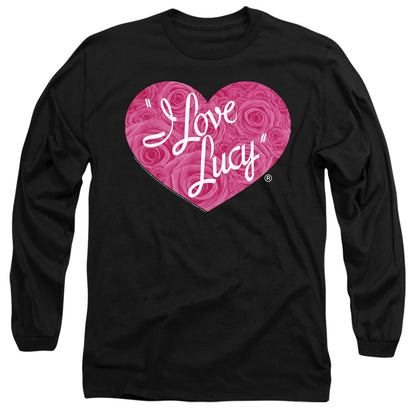 I Love Lucy Floral Logo Mens Long Sleeve Shirt Black