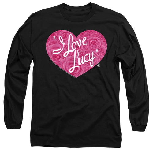 I Love Lucy Floral Logo Mens Long Sleeve Shirt Black