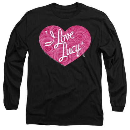 I Love Lucy Floral Logo Mens Long Sleeve Shirt Black Officially Licensed