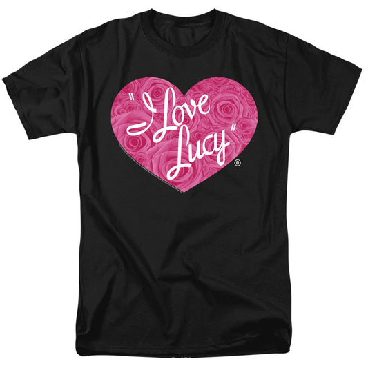 I Love Lucy Floral Logo Mens T Shirt Black