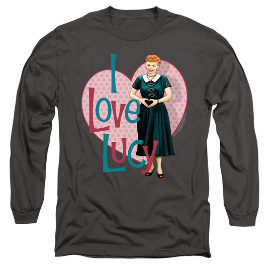 I Love Lucy Heart You Mens Long Sleeve Shirt Charcoal