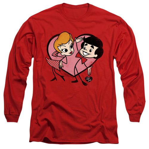 I Love Lucy Cartoon Love Mens Long Sleeve Shirt Red