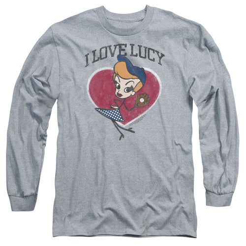 I Love Lucy Baseball Diva Mens Long Sleeve Shirt Athletic Heather