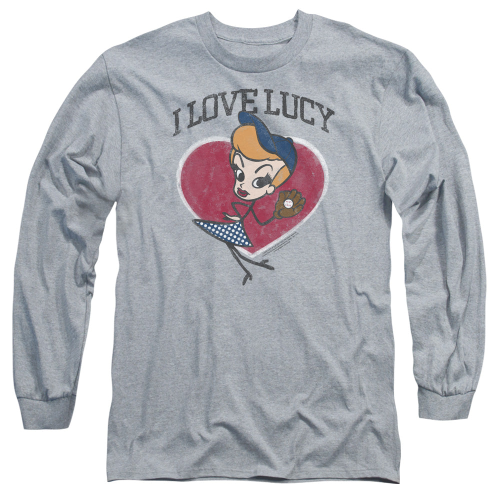 I Love Lucy Baseball Diva Mens Long Sleeve Shirt Athletic Heather Officially Licensed