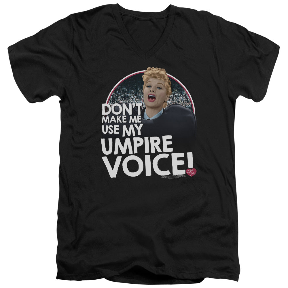I Love Lucy Umpire Mens Slim Fit V-Neck T Shirt Black