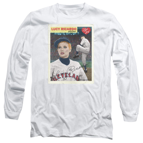 I Love Lucy Trading Card Mens Long Sleeve Shirt White