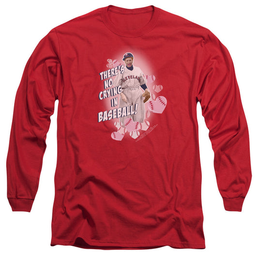 I Love Lucy No Crying In Baseball Mens Long Sleeve Shirt Red Officially Licensed