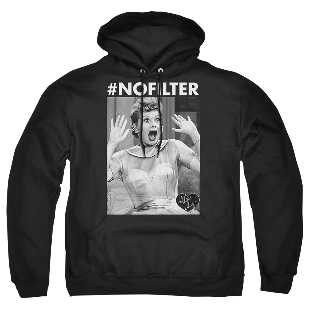 I Love Lucy No Filter Mens Hoodie Black