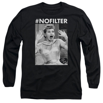 I Love Lucy No Filter Mens Long Sleeve Shirt Black Officially Licensed