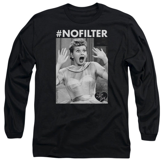 I Love Lucy No Filter Mens Long Sleeve Shirt Black Officially Licensed
