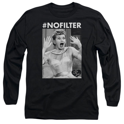 I Love Lucy No Filter Mens Long Sleeve Shirt Black Officially Licensed