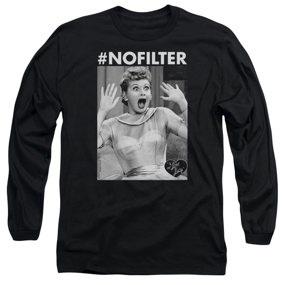 I Love Lucy No Filter Mens Long Sleeve Shirt Black Officially Licensed