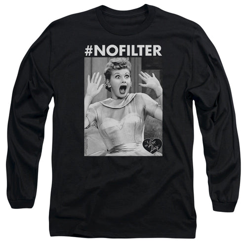 I Love Lucy No Filter Mens Long Sleeve Shirt Black