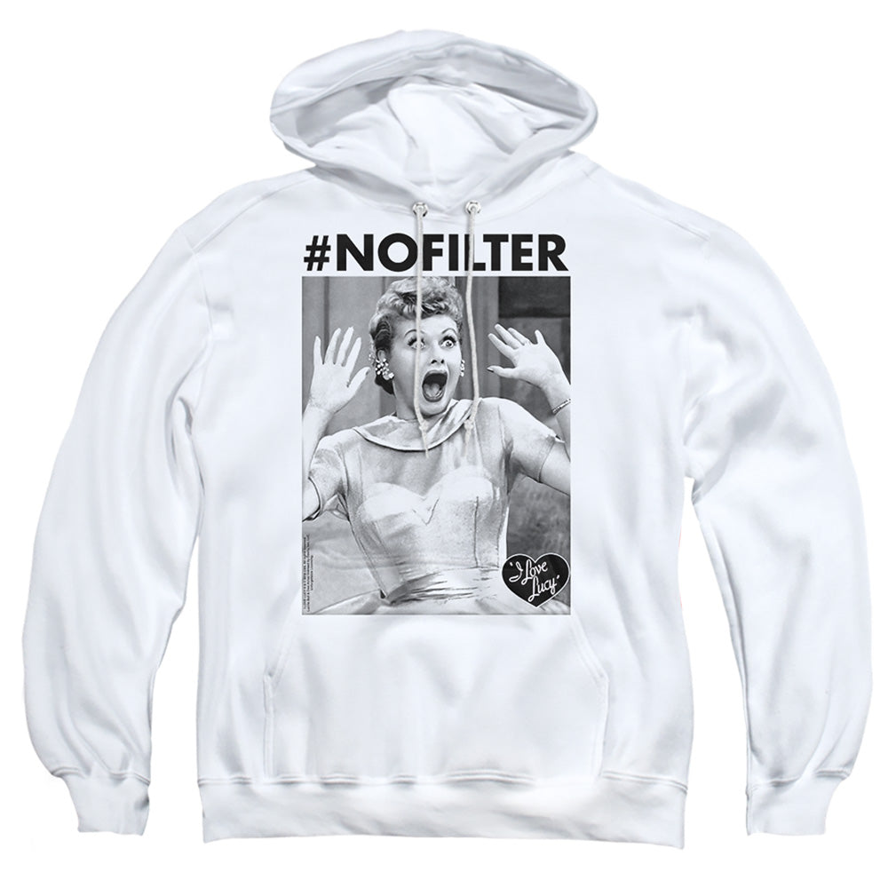 I Love Lucy No Filter Mens Hoodie White