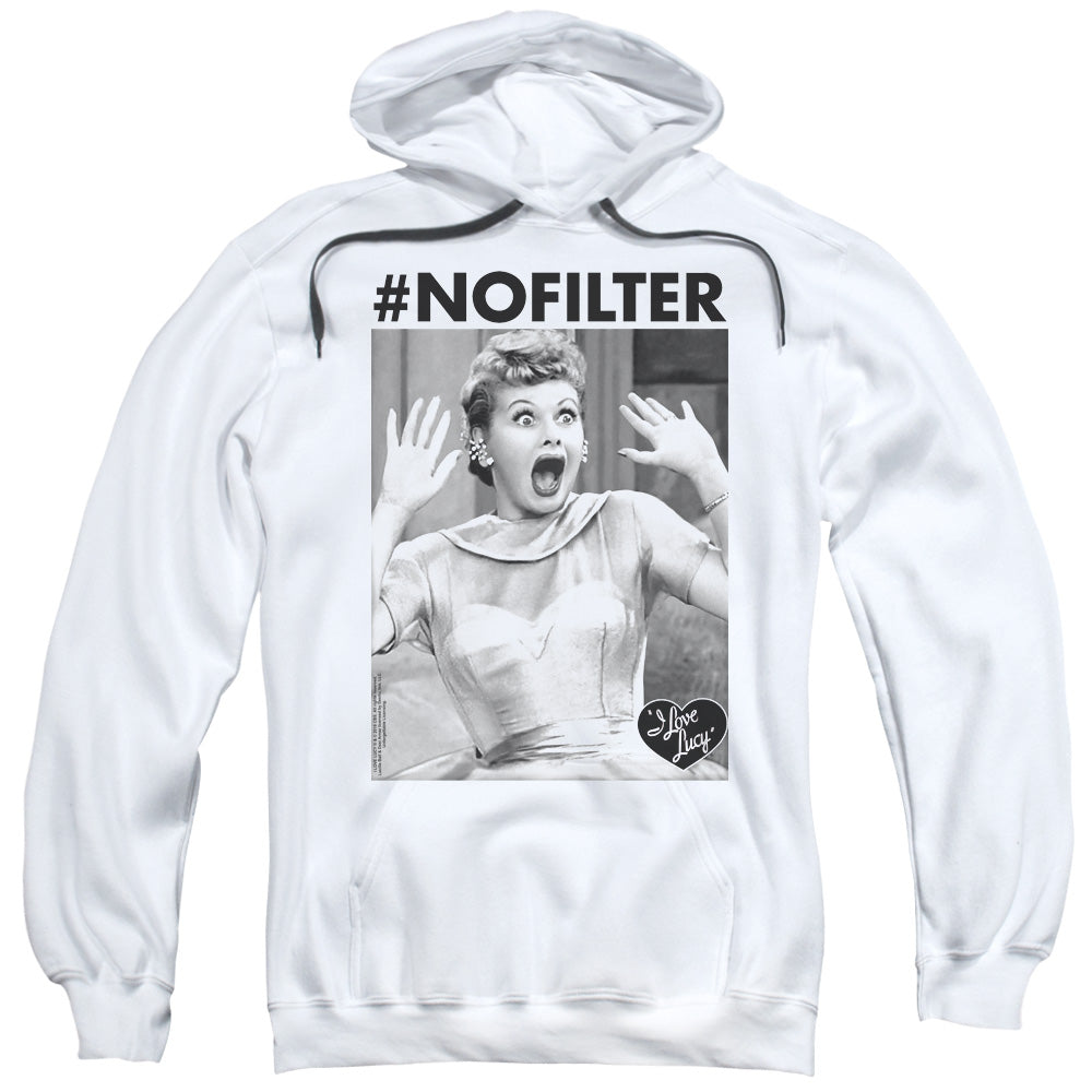 I Love Lucy No Filter Mens Hoodie White