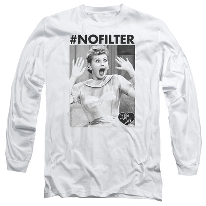 I Love Lucy No Filter Mens Long Sleeve Shirt White