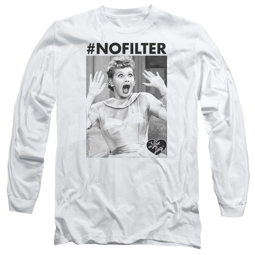 I Love Lucy No Filter Mens Long Sleeve Shirt White