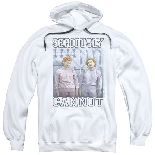 I Love Lucy Seriously Cannot Mens Hoodie White