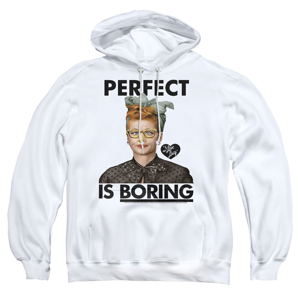 I Love Lucy Perfect Is Boring Mens Hoodie White