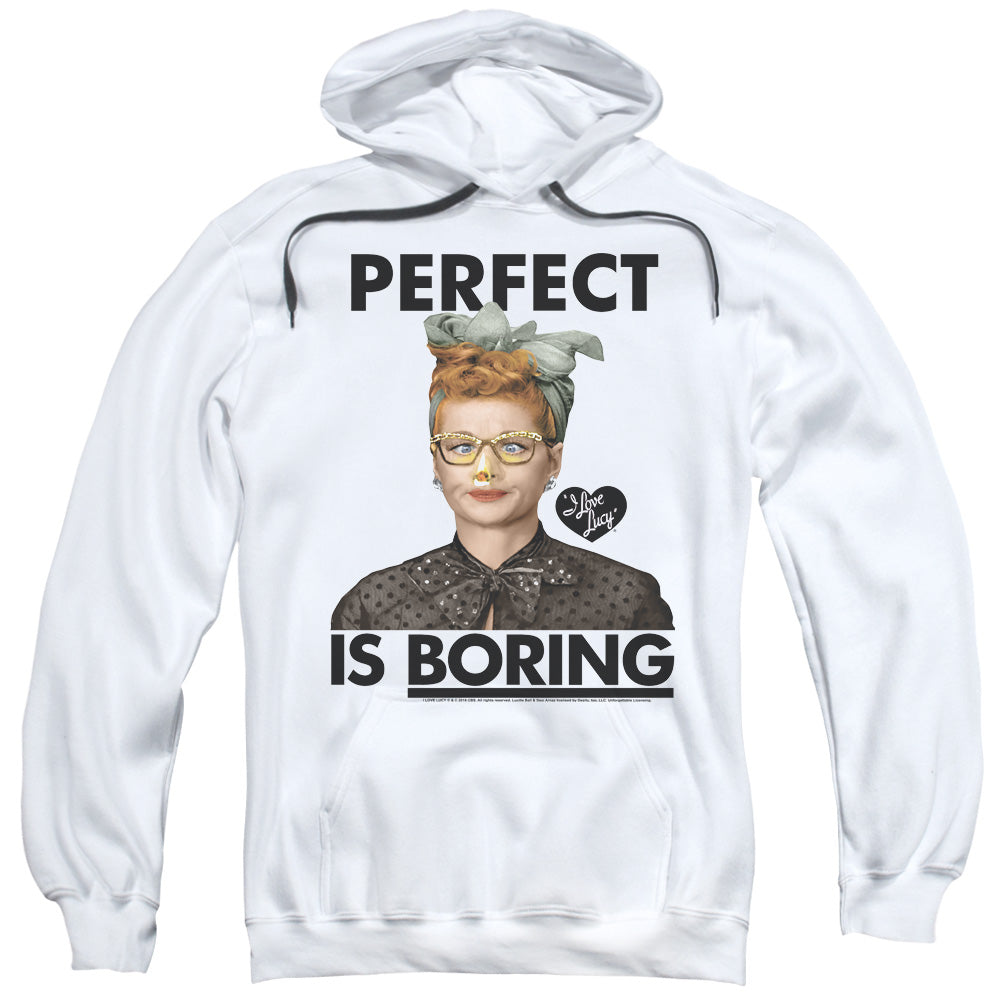 I Love Lucy Perfect is Boring Mens Hoodie White