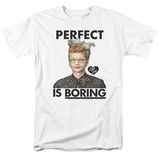 I Love Lucy Perfect Is Boring Mens T Shirt White