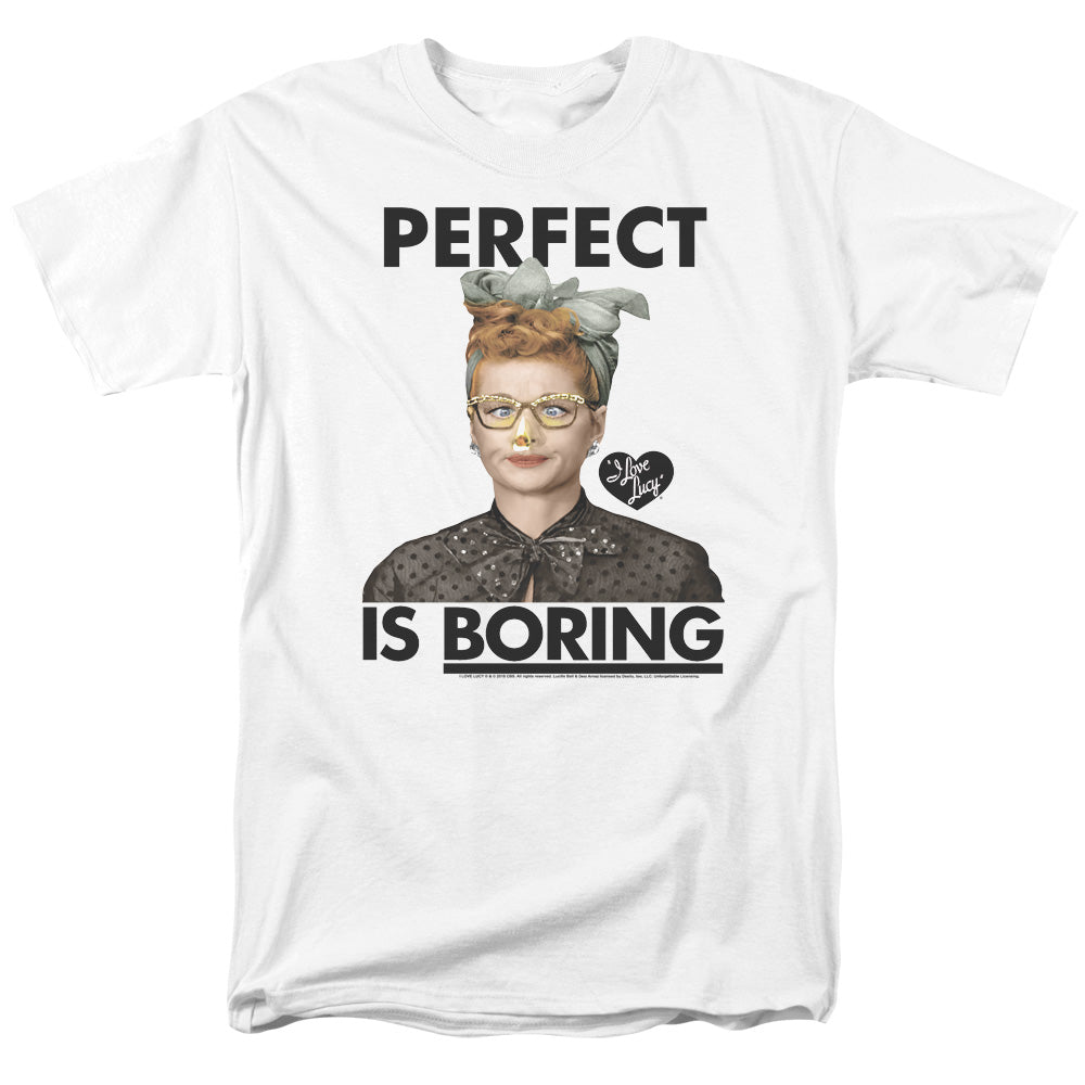 I Love Lucy Perfect Is Boring Mens T Shirt White