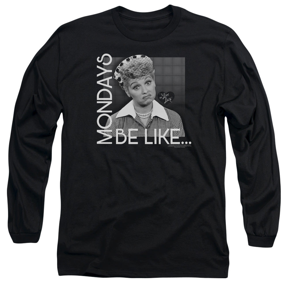 I Love Lucy Mondays Be Like Mens Long Sleeve Shirt Black Officially Licensed