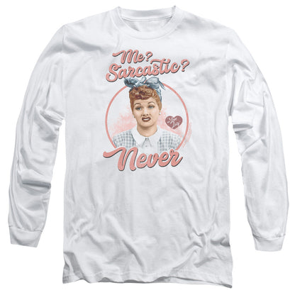 I Love Lucy Sarcastic Mens Long Sleeve Shirt White Officially Licensed