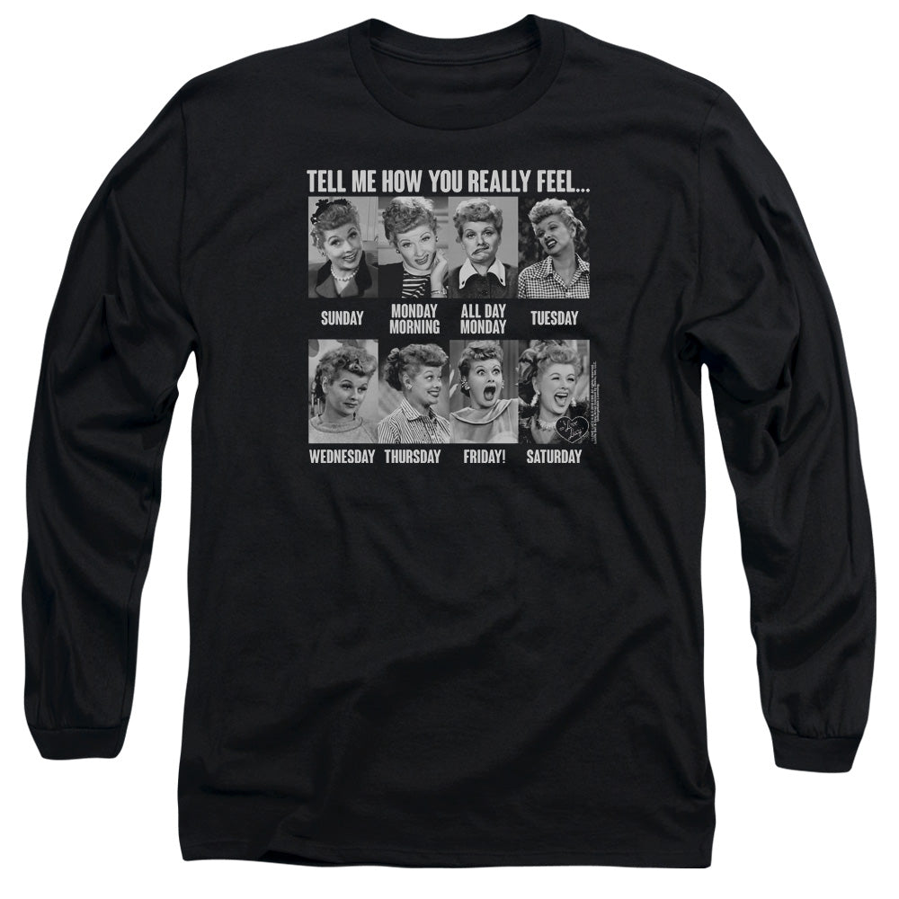 I Love Lucy 8 Days A Week Mens Long Sleeve Shirt Black Officially Licensed