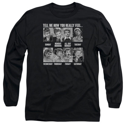 I Love Lucy 8 Days a Week Mens Long Sleeve Shirt Black