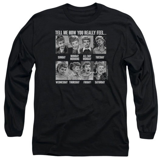 I Love Lucy 8 Days a Week Mens Long Sleeve Shirt Black