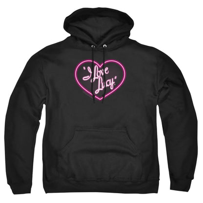 I Love Lucy Neon Logo Mens Hoodie Black