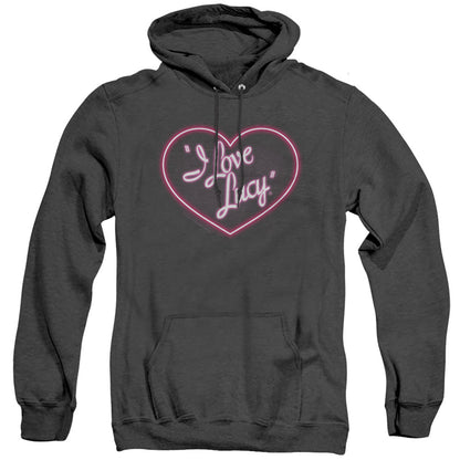 I Love Lucy Neon Logo Heather Mens Hoodie Black