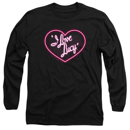 I Love Lucy Neon Logo Mens Long Sleeve Shirt Black