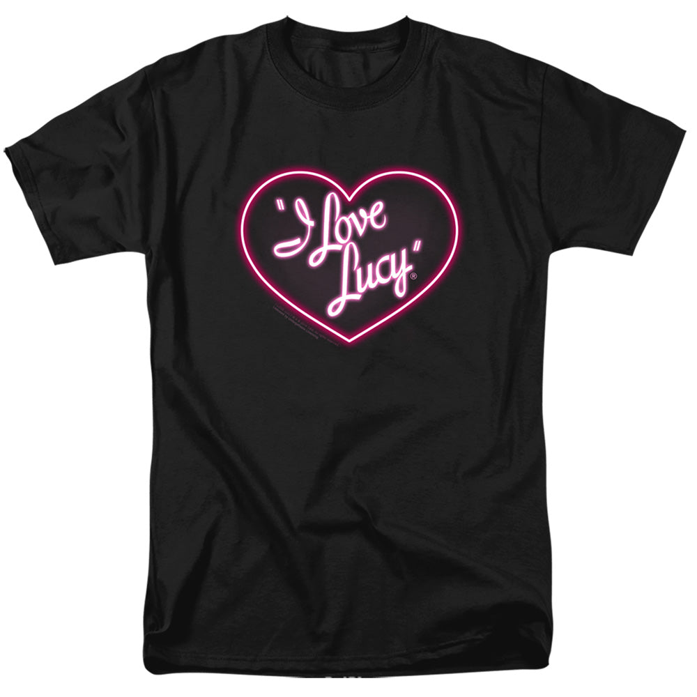 I Love Lucy Neon Logo Mens T Shirt Black