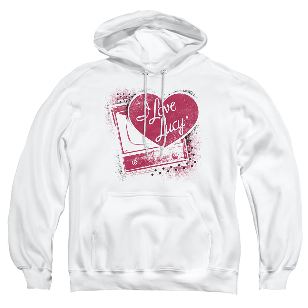I Love Lucy Spray Paint Heart Mens Hoodie White