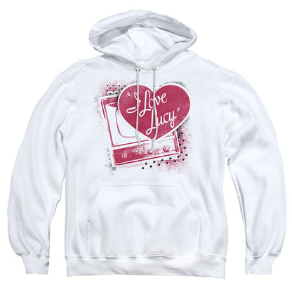 I Love Lucy Spray Paint Heart Mens Hoodie White