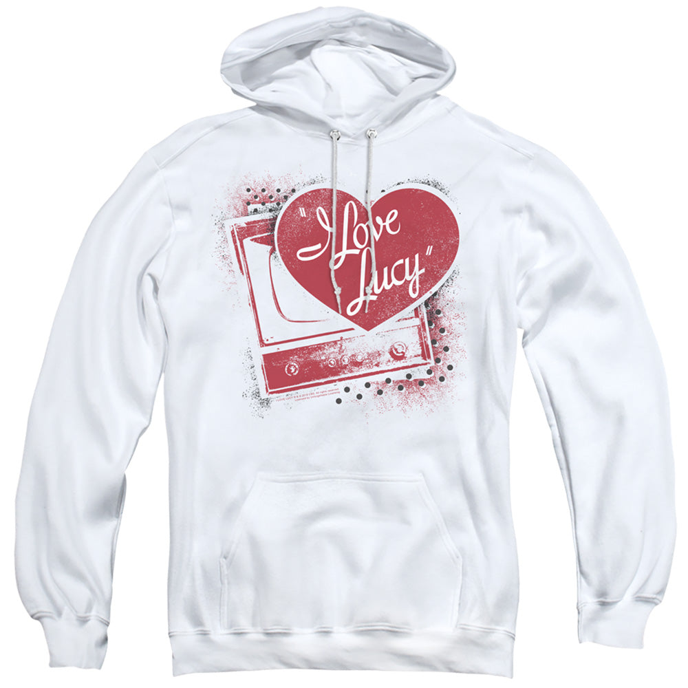 I Love Lucy Spray Paint Heart Mens Hoodie White
