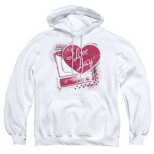 I Love Lucy Spray Paint Heart Mens Hoodie White