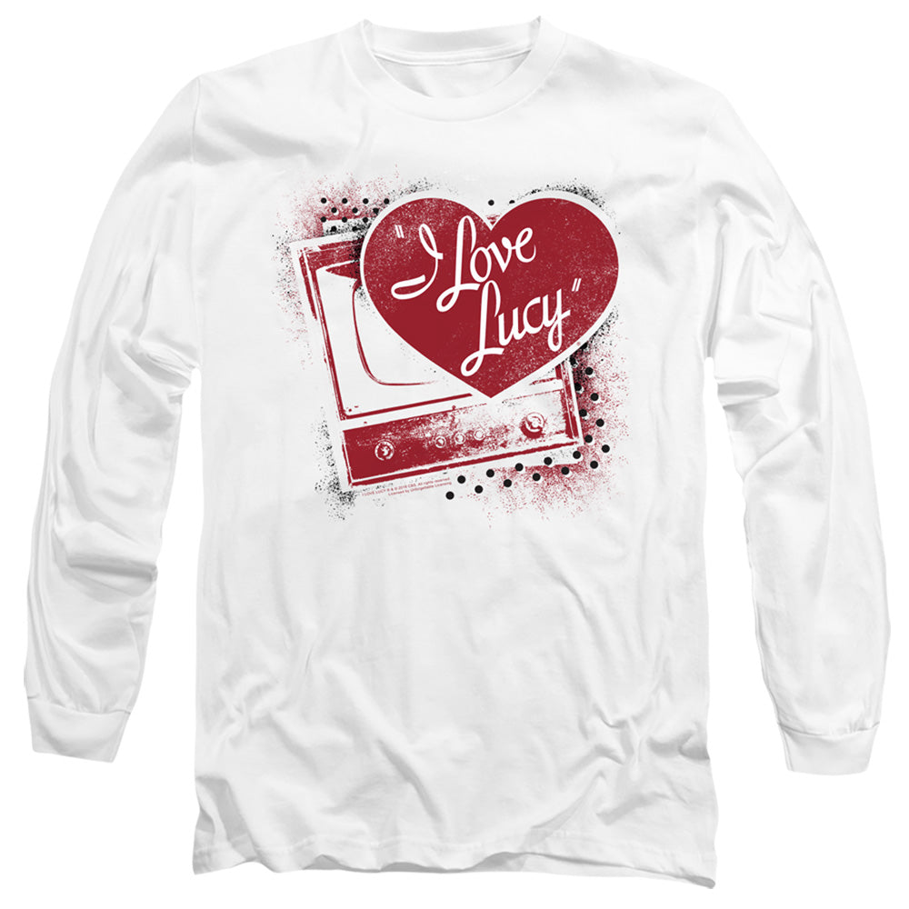 I Love Lucy Spray Paint Heart Mens Long Sleeve Shirt White Officially Licensed