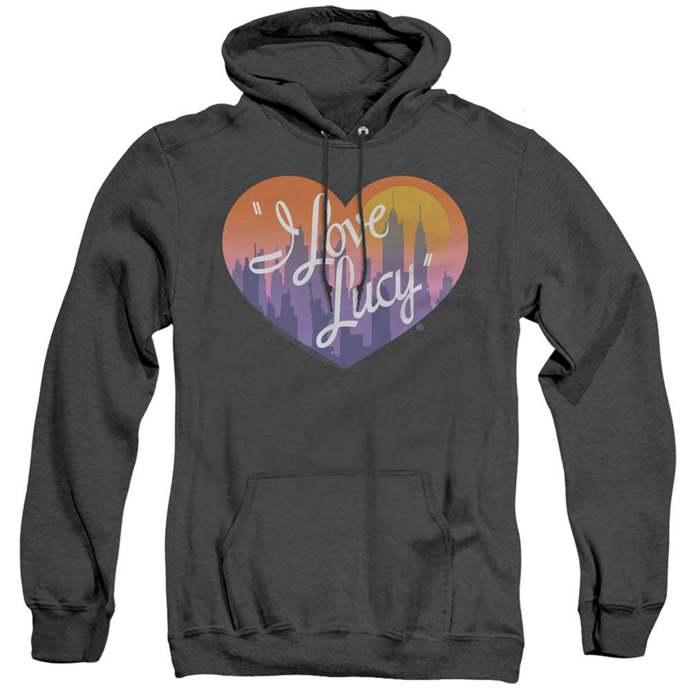 I Love Lucy Heart Of The City Heather Mens Hoodie Black