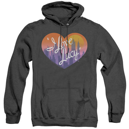 I Love Lucy Heart Of The City Heather Mens Hoodie Black