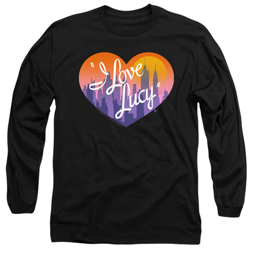 I Love Lucy Heart of the City Mens Long Sleeve Shirt Black
