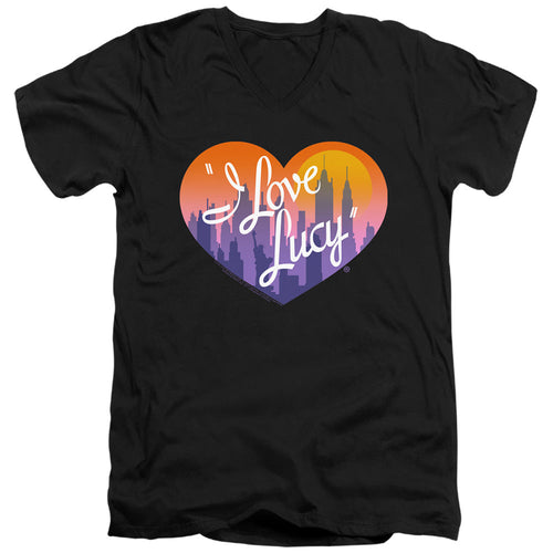 I Love Lucy Heart of the City Mens Slim Fit V-Neck T Shirt Black