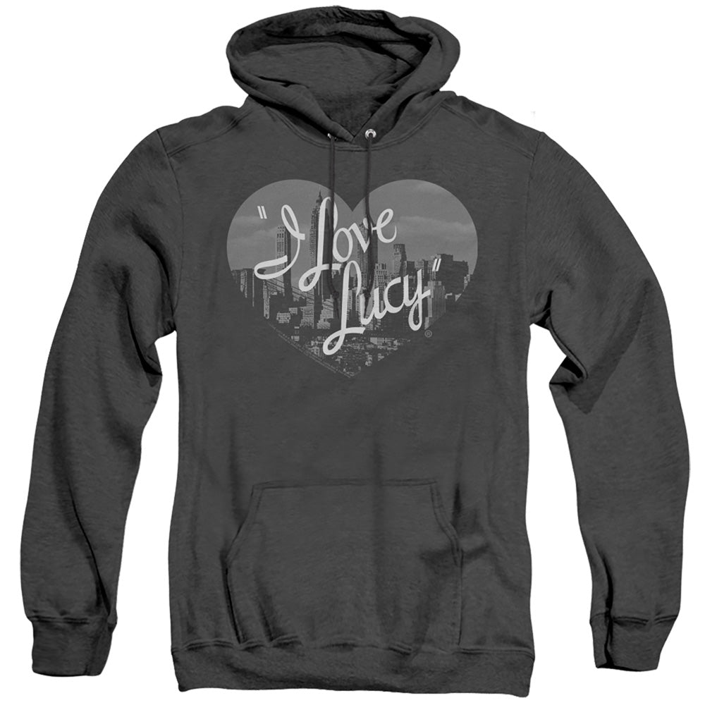 I Love Lucy Nostalgic City Heather Mens Hoodie Black