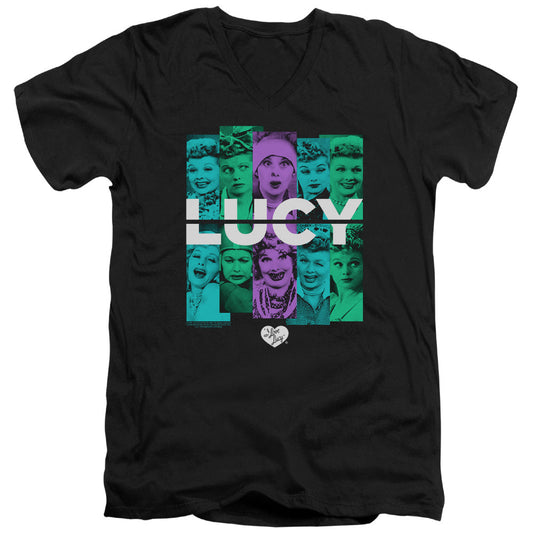 I Love Lucy Shades of Lucy Mens Slim Fit V-Neck T Shirt Black