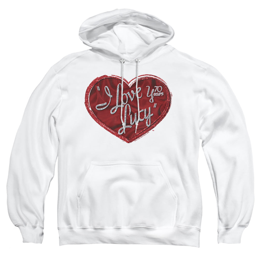 I Love Lucy Red Glitter 75 Mens Hoodie White