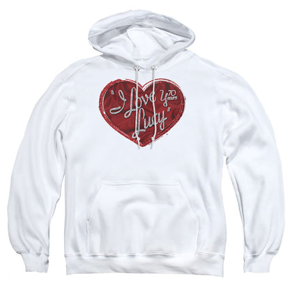 I Love Lucy Red Glitter 75 Mens Hoodie White