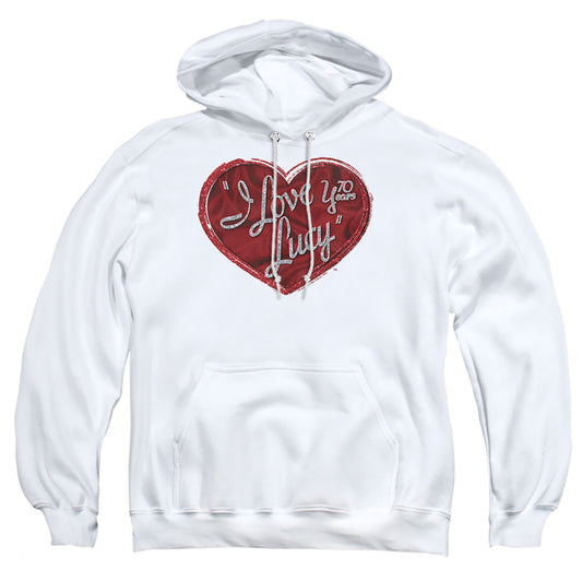 I Love Lucy Red Glitter 75 Mens Hoodie White