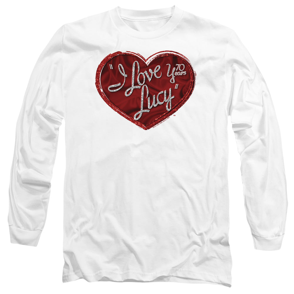 I Love Lucy Red Glitter 75 Mens Long Sleeve Shirt White Officially Licensed